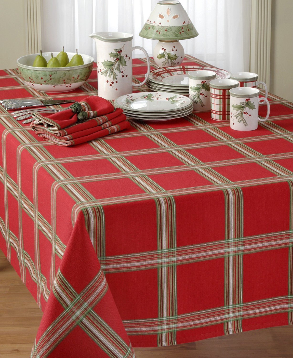 Lenox Table Linens, Holiday Gatherings Plaid 14" X 19" Placemat Red